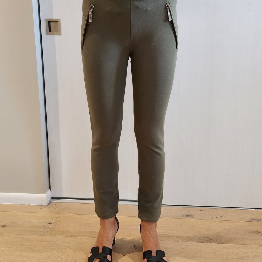 Emilio Pucci Olive Cropped Pants with Zipper Accents